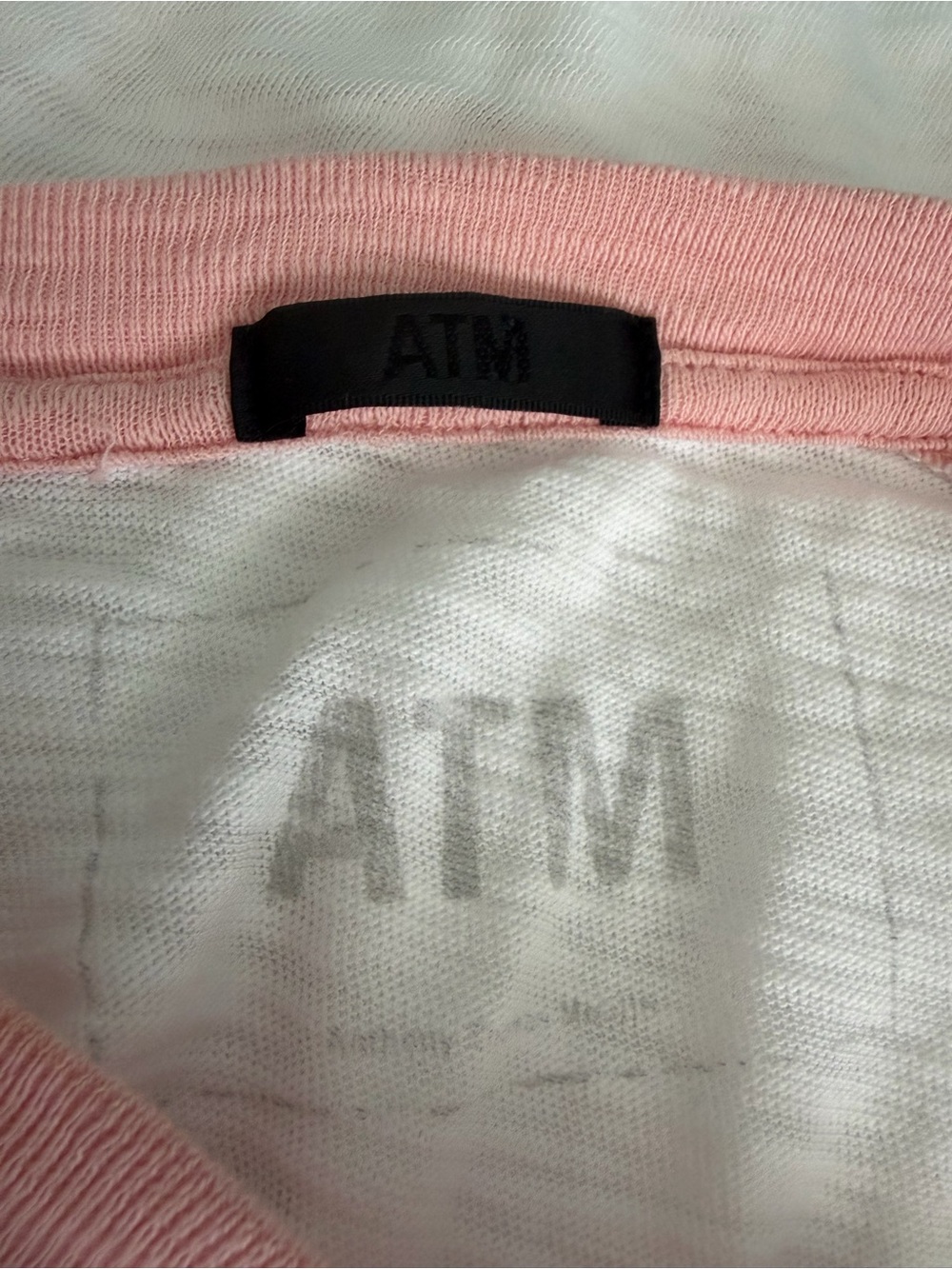 ATM Anthony Thomas Melillo Heathered Pink + White Schoolboy Baseball Tee Shirt - Picture 8 of 9